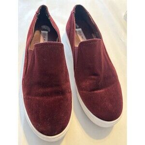 Steve Madden Kenzie Womens Burgundy Velvet Slip-on Shoes Size 8